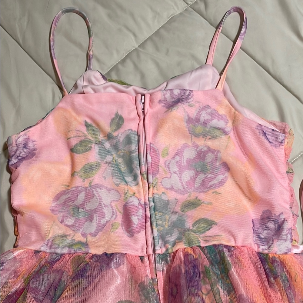 Floral Pink Kids Dress - Picture 2 of 3